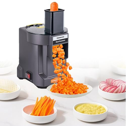 Sunseota Rallador de Queso Eléctrico 3 en 1 para Verduras y Máquina Cortadora de 2,5 Mm, Picadora Automática de Frutas y Verduras para el Hogar Comercial, Máquina para Cortar en Cubitos