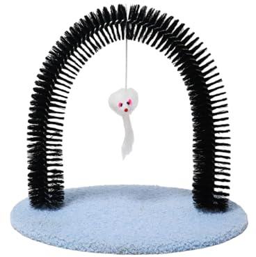Katzenpflege-Set Für Wohnungskatzen | Interaktive Katzenpflege Mit Kratzfläche Und Bürsten - Massage Bürsten Mit Gewölbten Borsten Für Haarentfernung Und Reinigung Von Tierhaaren