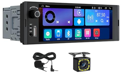 Eonon 6,36 Zoll Linux Einzel-Din Autoradio Wireless Carplay Android Auto Touchscreen Physischer Lautstärkeregler Bluetooth Bildschirmspiegelung Rückfahrkamera USB 4×48W X3U