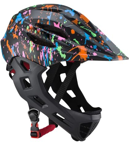 Aomiun Kinderhelm Verstellbare Atmungsaktive Kinderhelm Fahrradhelme, Leichte Integralhelme mit LED Licht Für Fahrräder Skateboards(52-56 cm) (M)