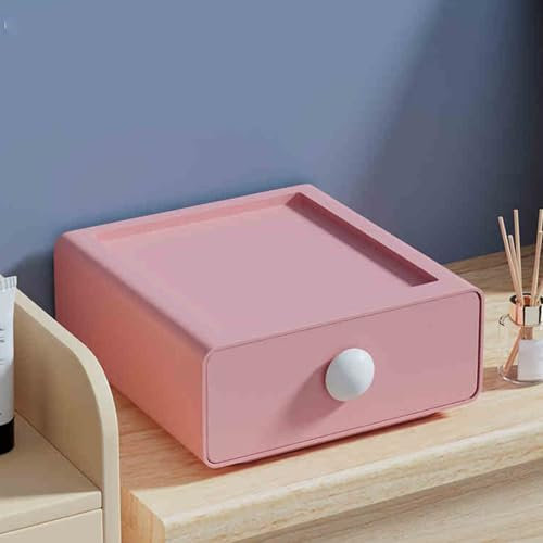 Mini cassetto compatto impilabile in PP da scrivania per cucine e dormitori, soluzione versatile di archiviazione rosa per una facile nizzazione e risparmio di spazio