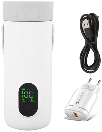 Bouilloire électrique portable, chauffe-biberon de voyage, rechargeable par USB C, 27 000 mAh, maintien au chaud et anti-séchage, en acier inoxydable, pour camping-car