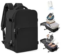 SZLX Zaino da viaggio con sistema sottovuoto e pompa, bagaglio a mano, per donne e uomini, impermeabile, valigia con dimensioni da cabina
