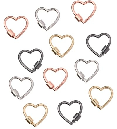 Gatuida 12 piezas Anillos Forma de Corazón de Aleación para Bricolaje Accesorios Duraderos para Llaveros Joyería Ropa y Colgantes Colores Dorado Blanco Rosa y Negro para Proyectos