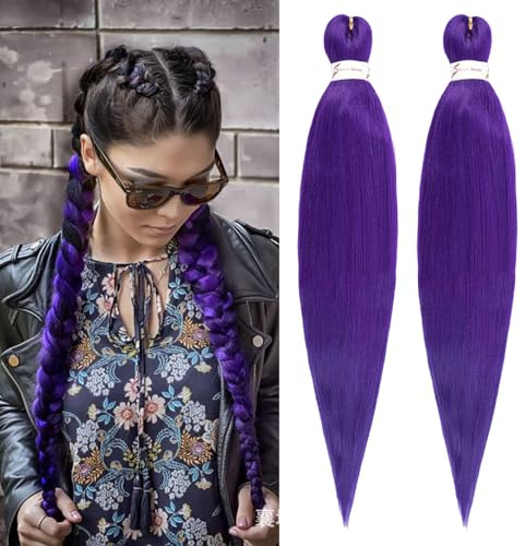 2 Pcs Pre Stretched Braiding Hair Extension per Treccine, 30 Extension Treccine, Fibra Sintetica Capelli per Treccine Africane, Violas Capellis Finti Trecces Parrucca Festa Halloween Costume Cosplay