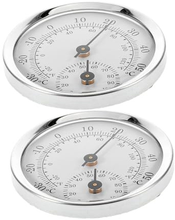 Hoement Lot de 2 Mini Hygromètres à Aiguille pour Cave à Cigares Capteur d'Humidité Haute Précision Protection Plastique Thermomètre Hygromètre Portable pour Surveillance Intérieure et