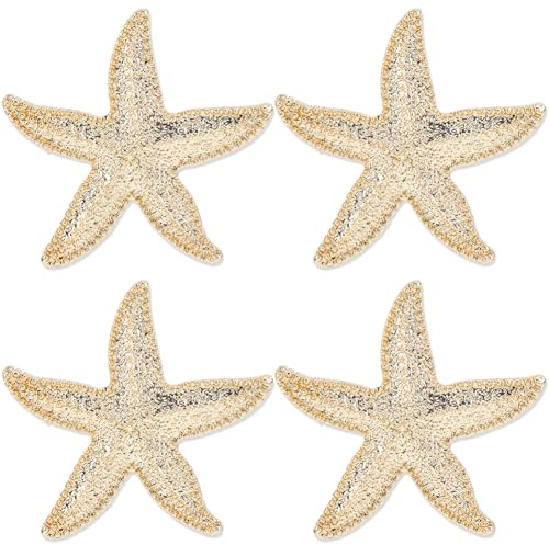 SUPERFINDINGS 4 Broches Étoile De Mer Épingle De Revers Animal Marin Océan Broche Étoile De Mer Platine Mignonne Élégante Épingle Décorative En Alliage Pour Femmes Mariage Fête Plage Robe Vêtements
