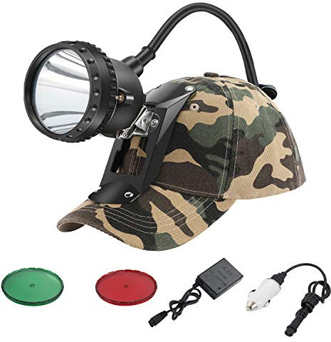 GearOZ Faro delantero de 10 W Coon para coyotes cerdos depredadores, 4 modos de iluminación, IPX5 impermeable, camping, senderismo, pesca, faro frontal recargable de 550 lúmenes con tapa de caza