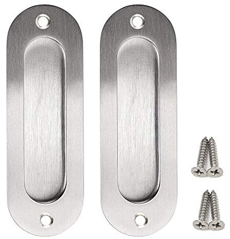 Bestgle 2 Pack Oval Flush Door Pull Handles Handles, Stainless Steel Recessed Finger Pulls Hidden Handle for Sliding Doors Cabinets Drawers - 120 x 40 x 14mm