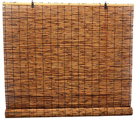 Sonnenschutz Trennwand Wärmedämmung Sonnenschutz Bambusjalousien,Retro Karbonisierung Schilf Vorhang,Indoor Outdoor Dekorative Fenster Sichtschutz Bambusrollo (135x240cm/53x94in)