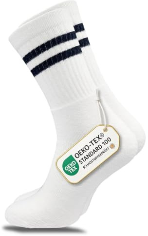 GAWILO Tennissocken für Herren (8 Paar) | Sportsocken mit Frotteesohle | Retro Socken mit verstärkter Ferse und Fußspitze