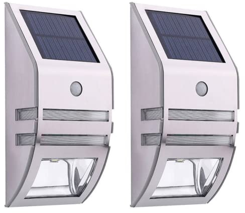 Solarlampen für Außen mit Bewegungsmelder LED Solar Wandleuchten Edelstahl Außenbeleuchtung IP65 Wasserdicht Solarleuchten Aussenleuchte Wandlampen für Garten Haustür Garage Pfad Zaun,2pc