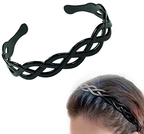 PMELCXD Bandeaux Antidérapant Élastique Ondulés,1Pcs Bandeau en Plastique,Sport Unisexe Serre Tete Accessoires pour Femmes et Hommes (Noir)