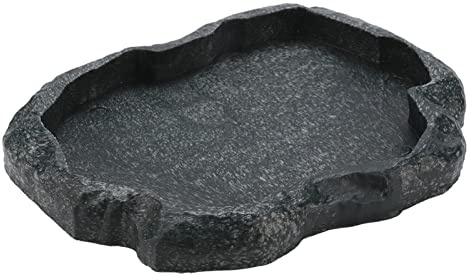 Honiwu Reptile Rock Food Dish, 7.09x5.51x0.79in Non-Slip ABS Rock Feed Dish