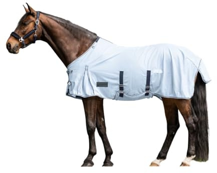 Waldhausen Fliegendecke Protect m. Bauchgurt, hellblau/Nachtblau, 165 cm
