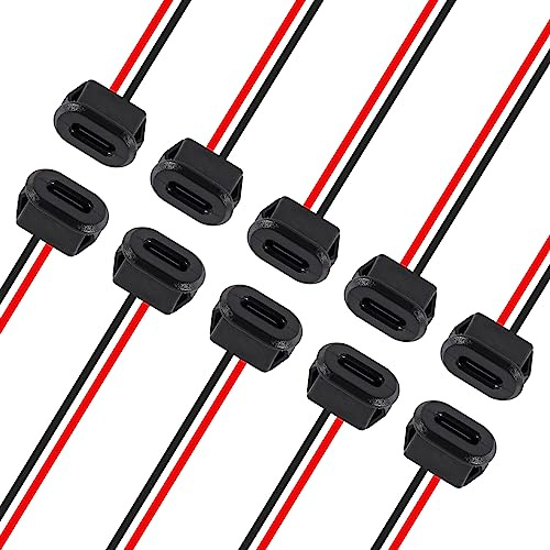 AITRIP 10PCS Type-C Female Chassis Waterproof 2P Solder Wire Type USB C Pigtail Cable Extension Power Cable USB-C Plug to 2 Pin Bare Wire Open End Connector