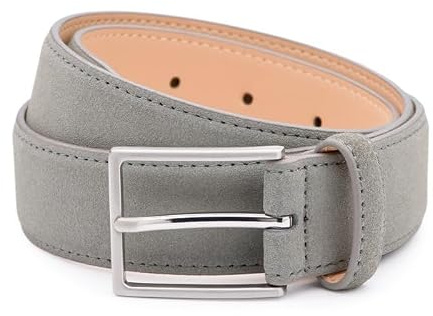 Riemen & Co DTCH.FIT Herrengürtel Bobby - Wildleder - Hellgrau - Breite: 3,5 cm - 95 cm
