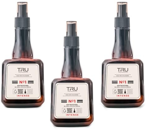 TRU Barbers Eau De Cologne After Shave Spray 3x 250ml INTENSE - Langanhaltender Duft, Premium Herrenpflege, Beruhigende Pflege nach der Rasur