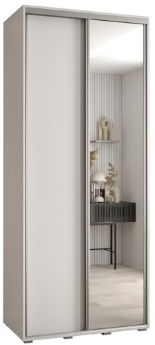 Kleiderschrank mit Spiegel Davos 3 Garderobenschrank - Schrank Schlafzimmer - Mehrzweckschrank 2 Schiebetüren - Regalen - Flur Möbel - Kleiderstange Schrank - Allzweckschrank - closet - Gaderobe