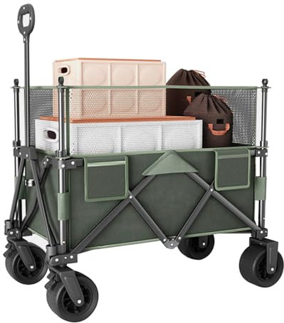 NRNQMTFZ Gartenwagen,Faltbarer Geländetauglich, Klappbarer Handwagen Strand Camping Einkaufen,für Camping Garten Einkauf,200kg Belastbarkeit(Style A)
