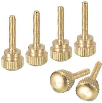 sourcing map Tornillos moleteados M3 x 16 mm, 6 tornillos moleteados de latón con cierres de pomos de agarre de hombro, tono latón