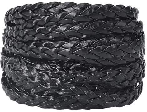 GORGECRAFT 5m*7mm*2mm Cordoncino in Pelle Nera Corda in Pelle PU Piatto Piegato Finta Pelle Corde Filo per Intrecciature Fai da Te Artigianato Braccialetti Cavigliere Girocollo Collana Creazione