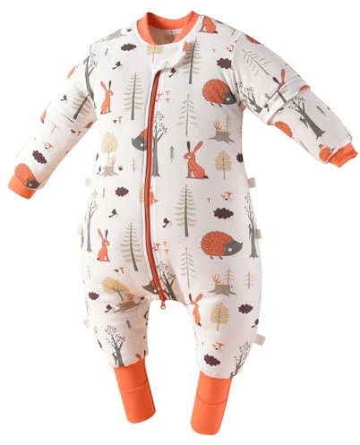Chilsuessy Baby Schlafsack mit Beinen Warm gefüttert Winter Langarm Winterschlafsack mit Füssen Baby Schlafsack mit Füßen, Wald Igel/1.5 Tog, 80cm/Baby Höhe 85-95cm