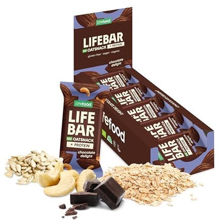 lifefood Lifebar Haferriegel, Hafer Riegel, Haferflocken Riegel, Hafer Snack BIO Vegan Lactosefrei Glutenfrei - 15er Pack (15 x 40 g) (Chocolate Delight)