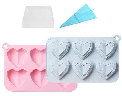 2 Stampi In Silicone A Forma Di Cuore Con Diamante 3D Per Cioccolato, 6 Cavità, Facile Da Smontare, Vassoio Per Stampi A Forma Di Cuore Per Torta Mousse, Resina Fai Da Te
