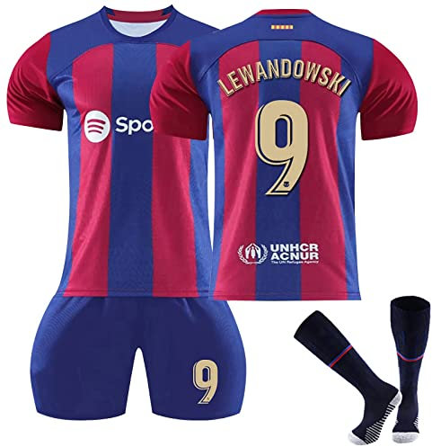 Générique Maillot de Foot Enfant Retro Soccer Jersey, Maillot Classique Football, Ensemble Barca Enfant et Adultes, Garçon Vêtements de Football Extérieur Tshirt, Short avec Chaussette