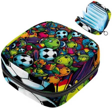 Damenbinden-Aufbewahrungsbeutel für Damen, große Kapazität, Menstruationspad-Tasche, Fußball-05, Menstruationstasche, Tampon-Sammeltasche, Geldbörse