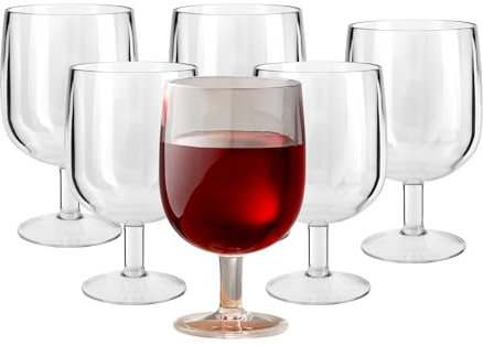 HOMESHOPA 6 Pack Plastic Wine Glass-200ml (7oz) Premium Polycarbonate Unbreakable Plastic Sturdy Reusable Cocktail Dessert Cups for Weddings Birthdays Christmas BBQ Outdoor Parties
