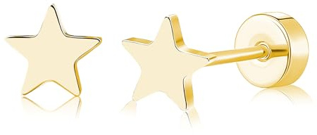 ZDE Titan Damen flach zurück Herz Ohrringe Frauen Nicht-Nickel Ohrringe hypoallergen Knorpel Ohrstecker für empfindliche Ohren einfache klassische 5mm flach Ohrstecker