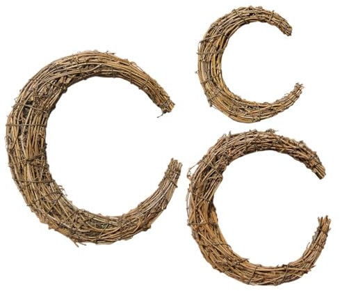 OFFSCH 6 STK Tufu Rattan Material Für Blumenkränze Selber Machen Weihnachtsgirlande Kranzformringe Weinkränze Zum Basteln Form Eines Mondkranzes Weihnachtsschmuck Zweig Girlande DIY