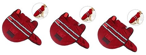 BESPORTBLE 3St Hundemantel Dog Raincoat Hunde Mantel Dog Sweater Hundekleidung mit Rückentasche Kleidung für Hunde hundepulli Labrador kleine hundekleidung Hundejacke welpen Warmer Mantel rot