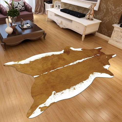 Cooalinar Alfombra De Piel De Vaca SintéTica,Alfombra con Estampado De Cebra,Alfombra De Piel SintéTica con Estampado,Alfombra con Estampado De Vaca,Alfombra Estampado De Piel De Vaca,para Salon