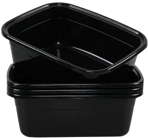 Haodehen 4-Pack Rectangle Wash Basins, 12 Quart Plastic Dish Pans, Black