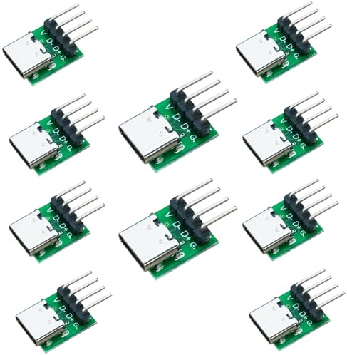 PENGLIN 10PCS USB3.1 Type-C Breakout Board à 4 Broches,Connecteur USB C Femelle a Souder,USB C Femelle PCB Prise Adaptateur