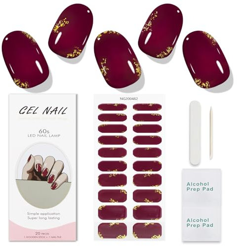 JMEOWIO Nagelfolie Rot Orange Gel Nail Nagelfolien Selbstklebend Nagelsticker Uv Härtend Dekoration Nageldesign Zubehör