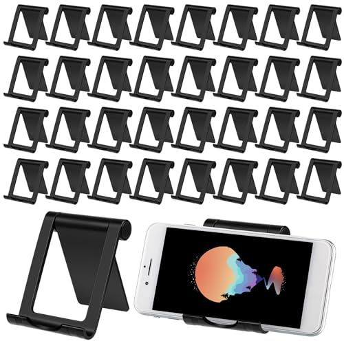 Fabbay 40 Pcs Foldable Cell Phone Stand Desk Multi Angle Tablet Stand Universal Cellphone Holder Portable Smartphone Dock Compatible with Most Mobile Phone and Tablet for Travel (Black)