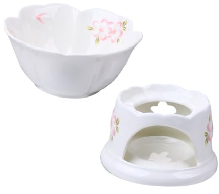 OFFSCH 1set Ceramic Fondue Pot for Melting Chocolate and Cheese and Stylish Heating Tool for Home Baking and Cooking Includes Bowl and Base