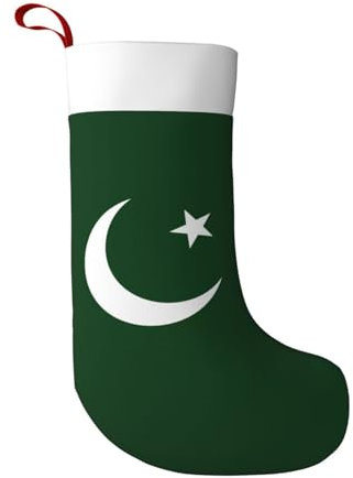 BREAUX Flagge Pakistans Weihnachtsstrümpfe, ultraweiche Samt-Weihnachtsstrümpfe, Kamindekoration, 45 cm
