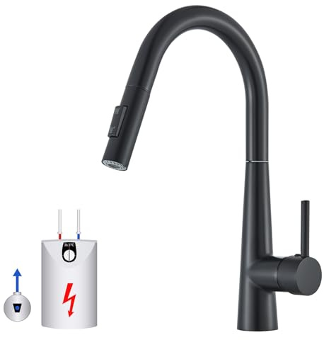 Niederdruck Armatur Küche Schwarz 360 ° Drehbare Wasserhahn Küche Spültischarmatur für Boiler Niederdruckhähne in der Küchenspüle Schwarz
