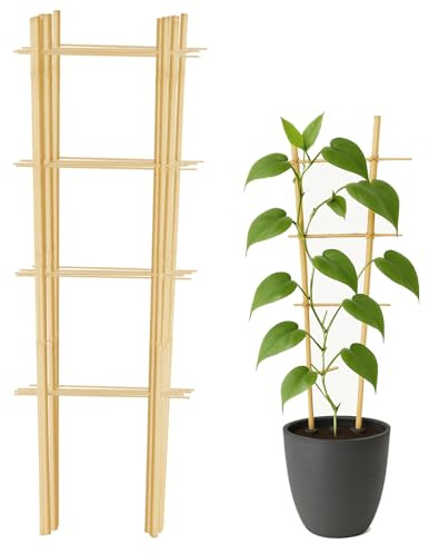 10 Stück Rankgitter Bambus, Rankhilfe Holz für Kletterpflanzen Gurken Tomaten Blumen Tomatenturm - Länge 60 cm (2S, 60 cm)