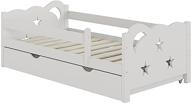 VitaliSpa Kinderbett Jessica, Weiß, 70x140 cm | mit Schublade, ohne Matratze, ausziehbar als Jugendbett, kombinierbar mit Jessica-Serie