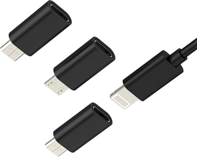 Micro USB Male to Lightning Female Adapter (3 Pieces) Android Sync Charging Socket USB Micro for Apple iPhone Cable Charger Compatible with Samsung Galaxy S6 S7 Edge + S7 Active Note4 Note5 A7 A11