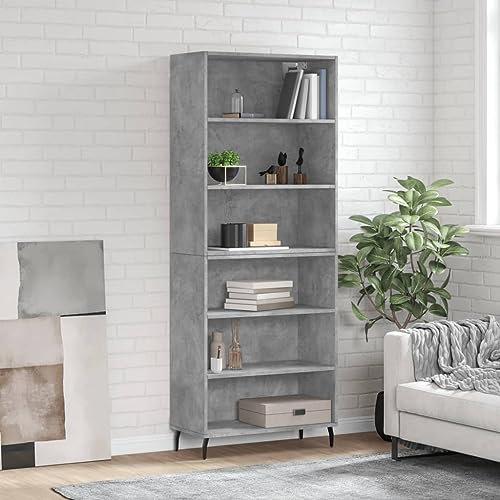 MOBCANT Highboard, Schuhschrank Vitrinenschrank Apothekerschrank Küchenbuffet Geeignet für Schlafzimmer Korridor Küche Foyer Betongrau 69,5x32,5x180 cm Holzwerkstoff