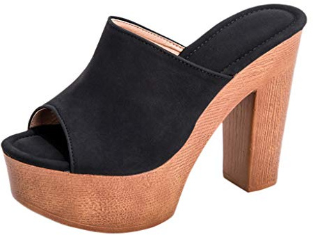 Mules pour femme avec talon élégant - Sandales compensées à talons hauts - Sexy - Chaussures à bout ouvert - Sandales d'été pour femme - Chaussures de loisirs - Chaussures de fête - Tailles 36 à 43,