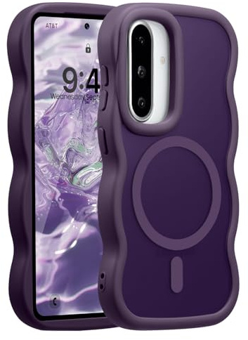 UEEBAI Magnetiskt fodral för Samsung Galaxy A36/A56 5G, silikonmatt transparent mobiltelefonfodral med trådlös laddning, stöttålig, reptålig, halkfri skyddshölje, mjukt stötfångare skydd, lila