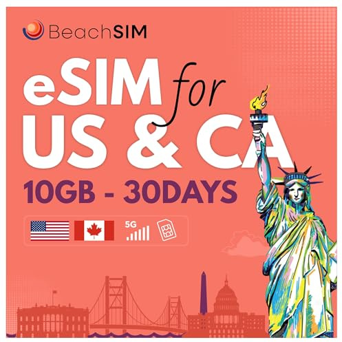 BeachSIM eSIM Canada 30 giorni. 10 GB di dati prepagati a velocità 4G/5G. Attivazione online rapida e ricarica facile. Compatibile con dispositivi iOS e Android sbloccati.